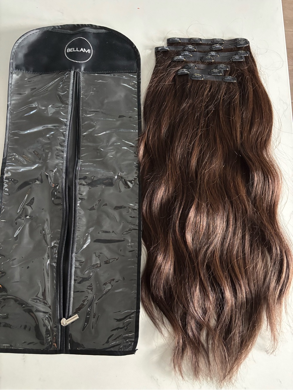 24” Bellami Silk Seam Clip In Hair Extensions - Dark Brown